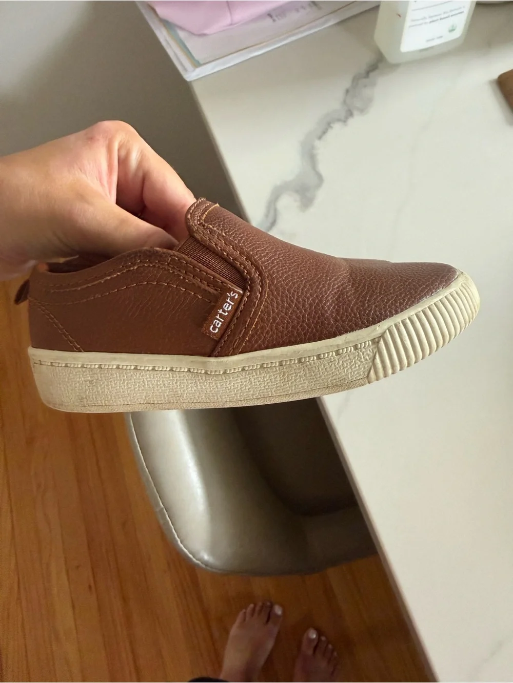 Carter's Kids Brown Slip-Ons with White Trim